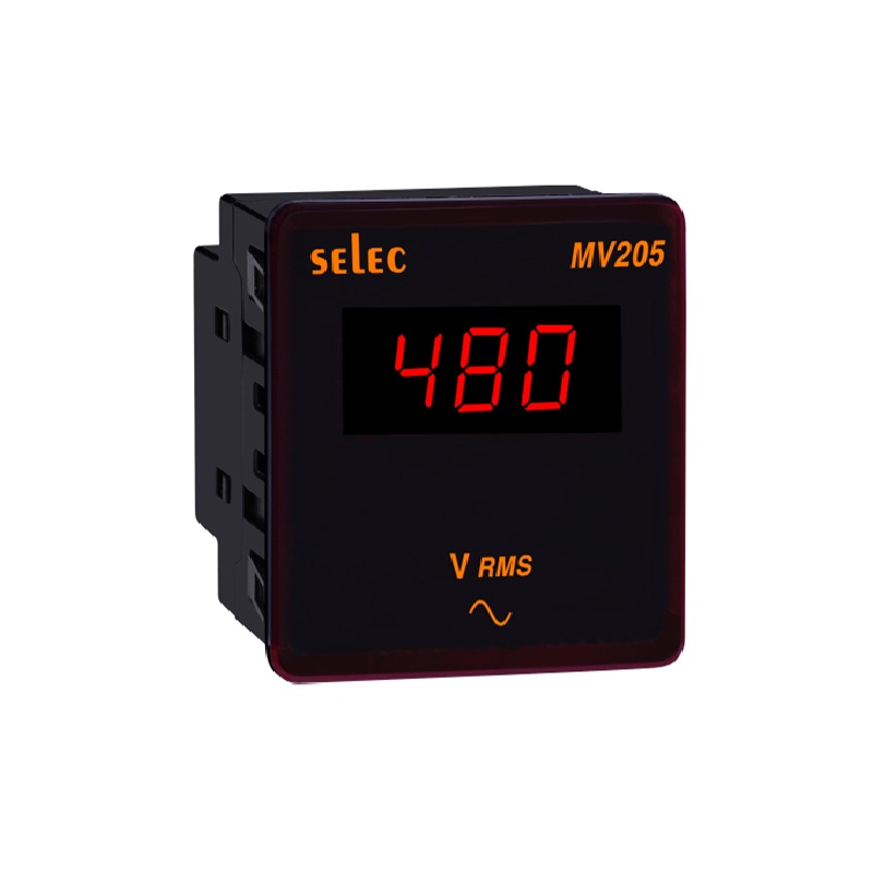 Đồng hồ tủ điện dạng số hiển thị dạng led, MV205 (72x72) Selec