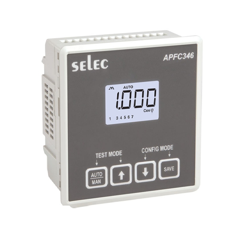 Bộ điều khiển tụ bù 3 pha hiển thị LCD 8 cấp, APFC346 (96x96mm) Selec