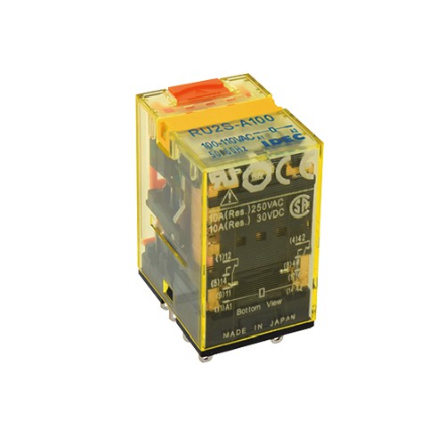 Relay Idec 2cực, xuất xứ nhật, 8 chân dẹp, có đèn, 10A/24V DC, RU2S-D24