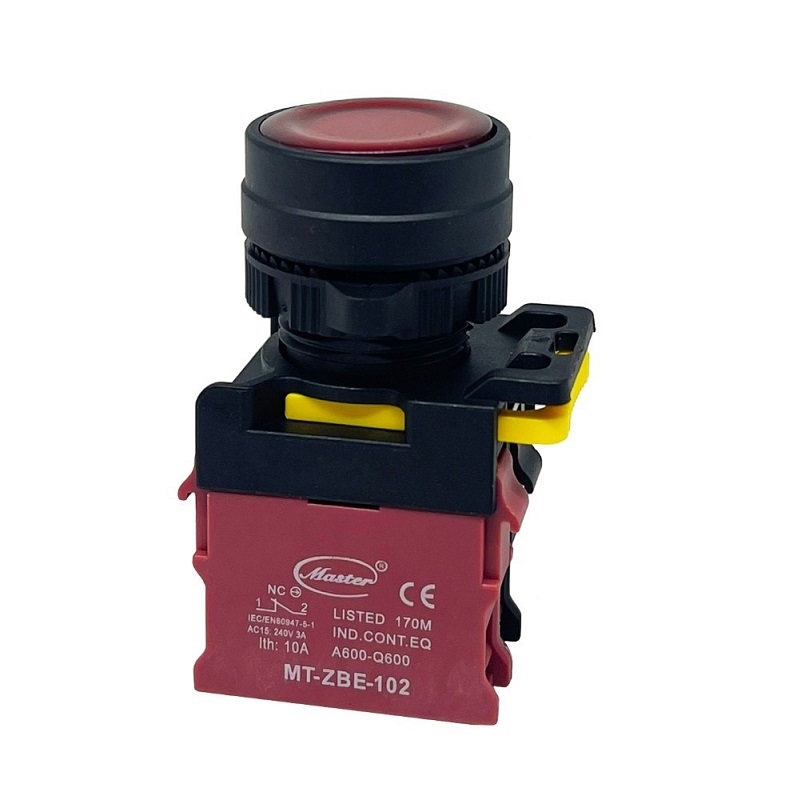 Nút nhấn OFF có đèn 220VAC (1NC, ĐỎ), MT-PR-A102LS-MT 